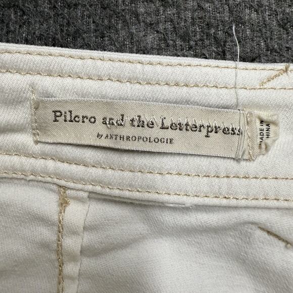 Pilcro and the Letterpress Wide Leg Pants Womens 27 White Anthropologie Buttons - Picture 2 of 10